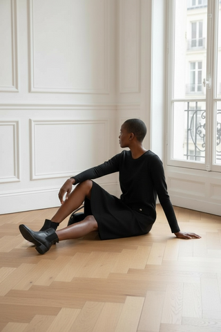 Vestido LISA corto con corte evasé negro