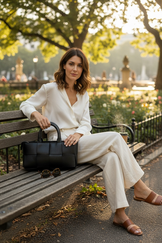 Bolso RIN de piel rectangular a cuadros negro