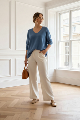 Jersey LYN básico de cuello pico azul