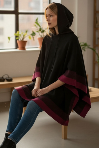 Poncho BORNEO con capucha negro