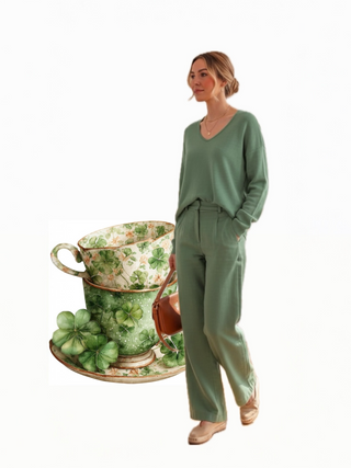 Jersey LYN básico de cuello pico verde