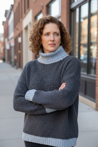 Jersey VAILA grueso rizado azul