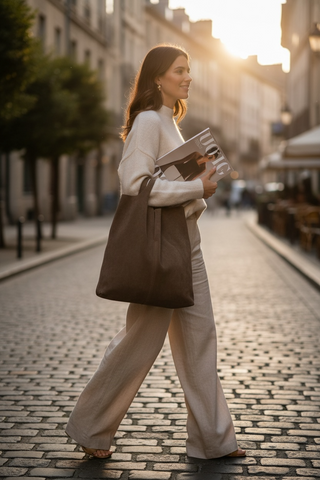 Bolso TASTE shopper de ante suave color topo