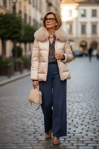 Guateado LILITH corto capucha pelo extraible champán