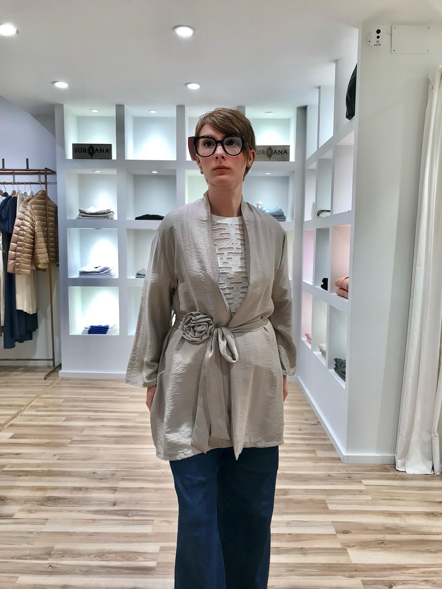 Kimono MULÁN liso corto beige