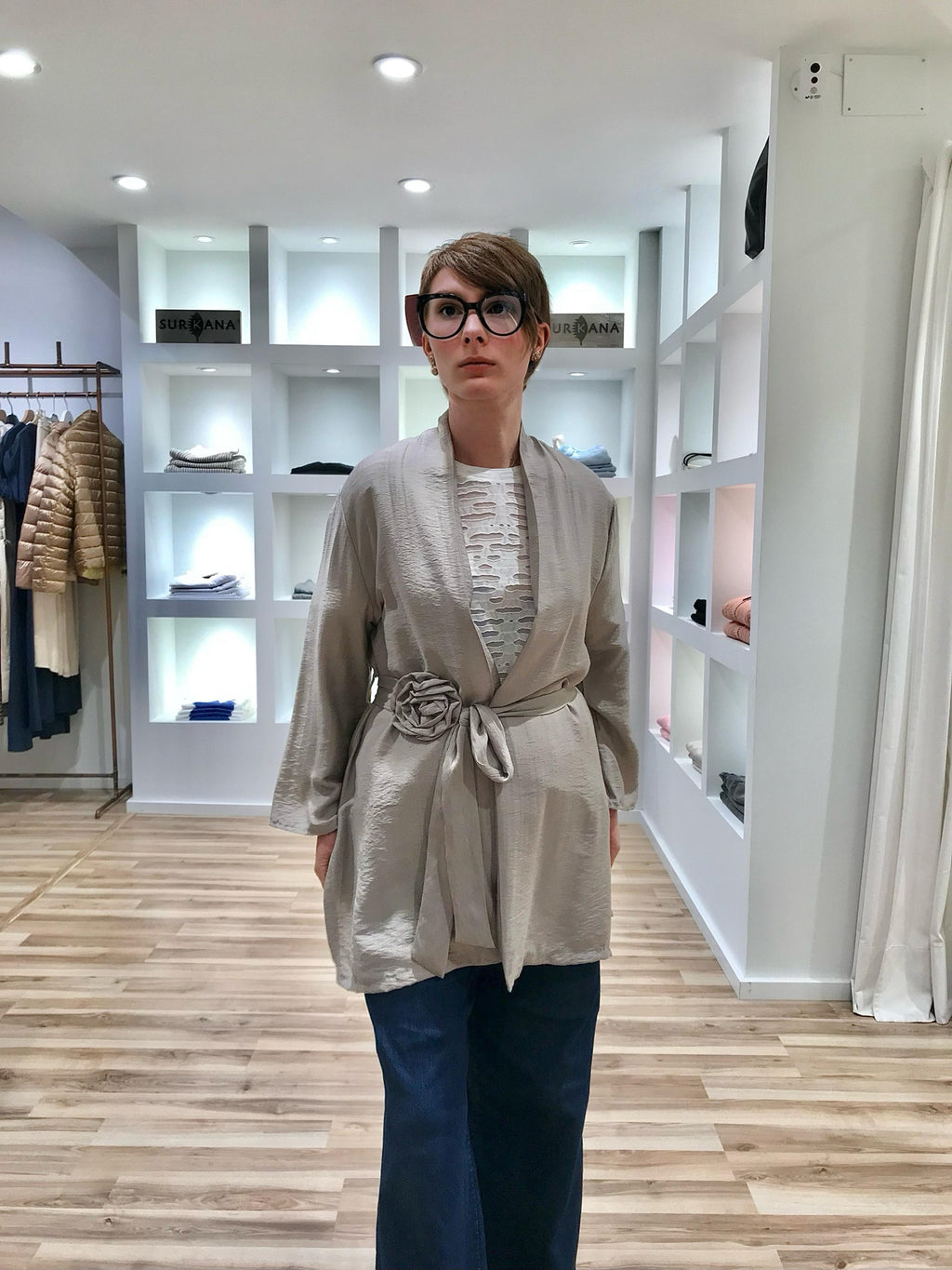 Kimono MULÁN liso corto beige