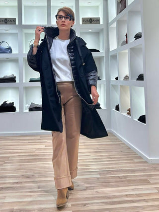 Abrigo CORFÚ de paño con manga guateda negro