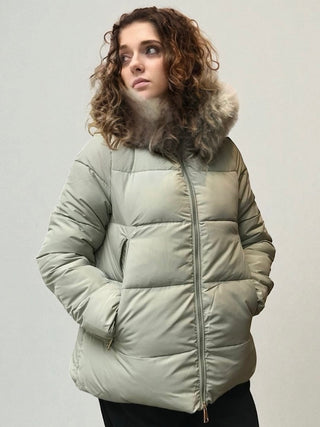 Guateado ROWAN corto con capucha rizada verde agua