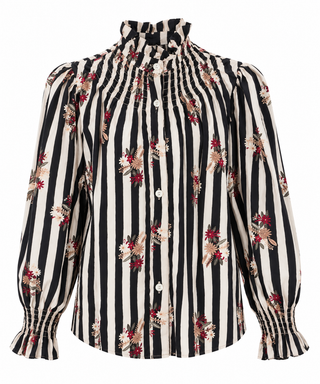 Blusa MIRTA abotonada rayas negro