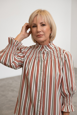 Camisa PURIAS con nido de abeja en teja