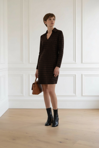 Vestido IRDA corto con cuello pico negro