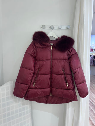 Guateado LILITH corto capucha pelo extraible burdeos