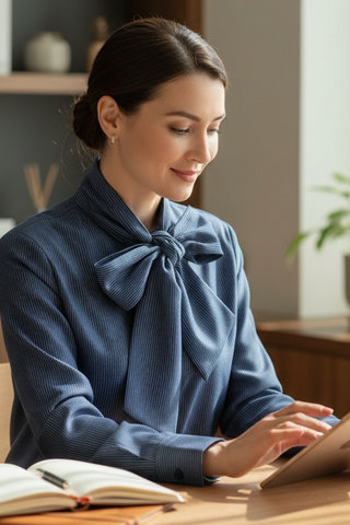 Camisa DAIRINE de rayas con lazada al cuello