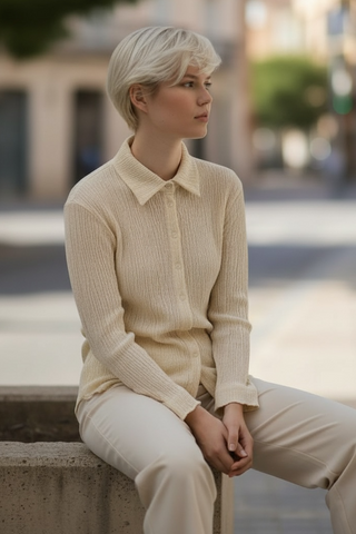 Camisa MATI con textura beige