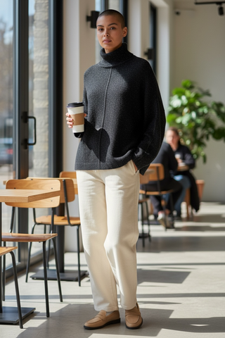 Jersey ZINTRIA de cuello vuelto amplio negro