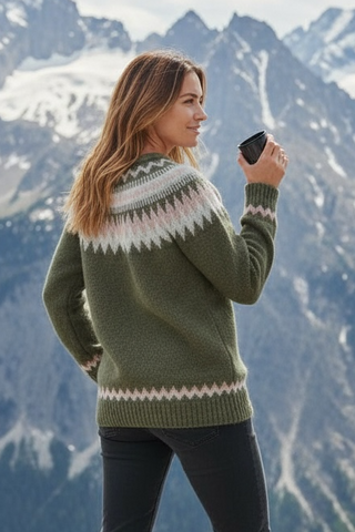 Jersey ALÍSEA con estampado invernal kaki