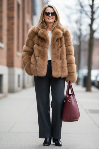 Abrigo VITANI corto de pelo camel