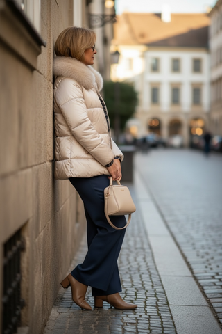 Guateado LILITH corto capucha pelo extraible champán