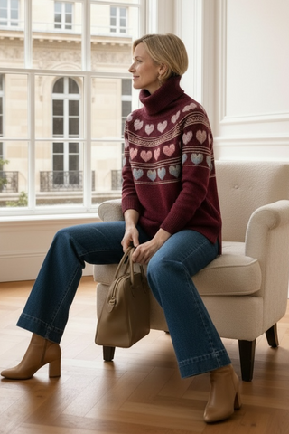 Jersey HEART con corazones granate