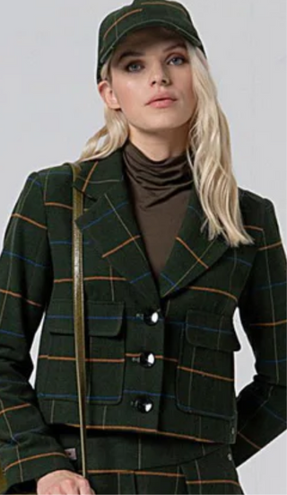 Chaqueta de paño NICU  corta de cuadros tartan en verde