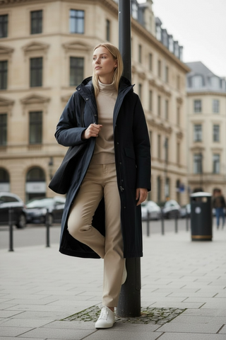 Parka TORM larga bolsillos azul marino