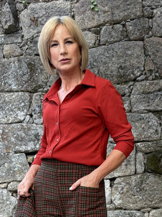 Camisa FLORE pana fina rojo