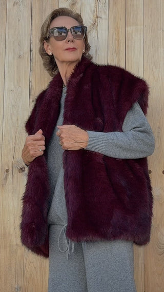 Chaleco ANNETTE de pelo  burdeos