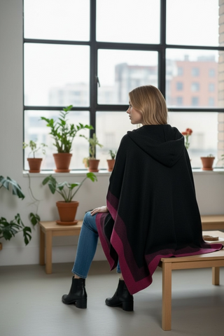 Poncho BORNEO con capucha negro