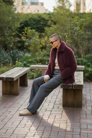 Chaqueta FINE de pelo con cremallera grante