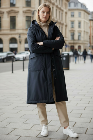 Parka TORM larga bolsillos azul marino