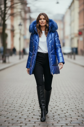 Guateado ALOY azul metalizado con pelo natural