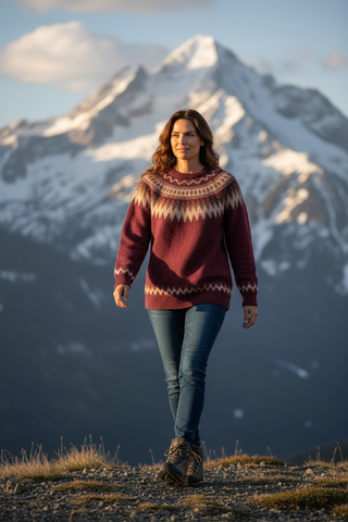 Jersey ALÍSEA con estampado invernal granate