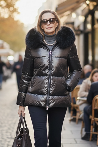 Guateado LILITH corto capucha pelo extraible negro