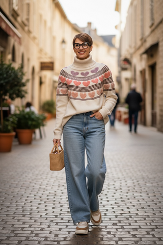 Jersey HEART con corazones beige