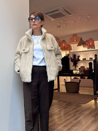 Chaqueta INKY corta de pelo con cierre de cremallera