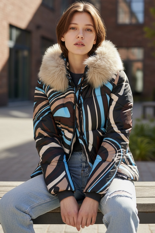 Guateado PATSY con estampado abstracto geométrico azul