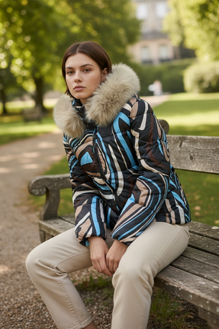 Guateado PATSY con estampado abstracto geométrico azul