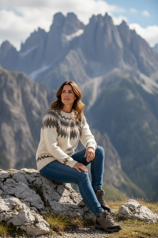 Jersey ALÍSEA con estampado invernal blanco