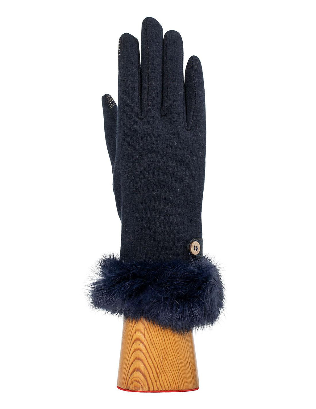 Guantes punto pelo natural marino