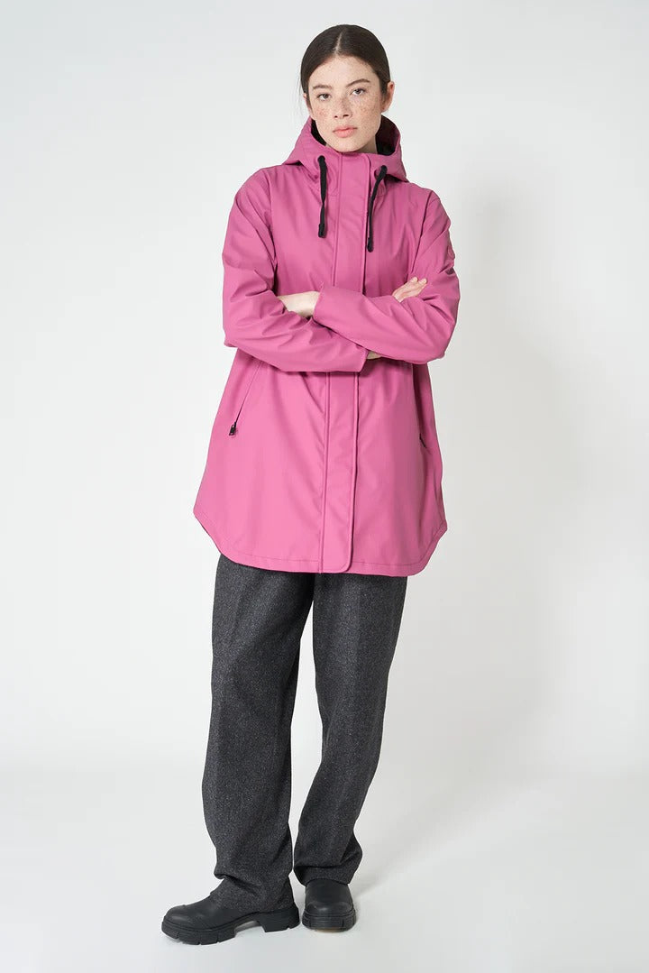 Parka SNOW midi cremallera impermeable rosa