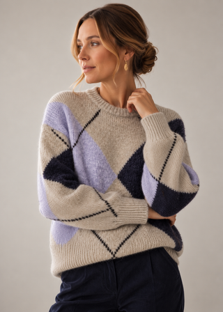 Jersey LULA estampado rombos beige