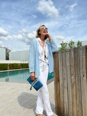 Chaqueta DORINDA crochet cielo