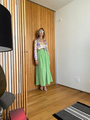 Falda SANDRA larga de tafetán verde