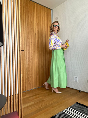 Falda SANDRA larga de tafetán verde
