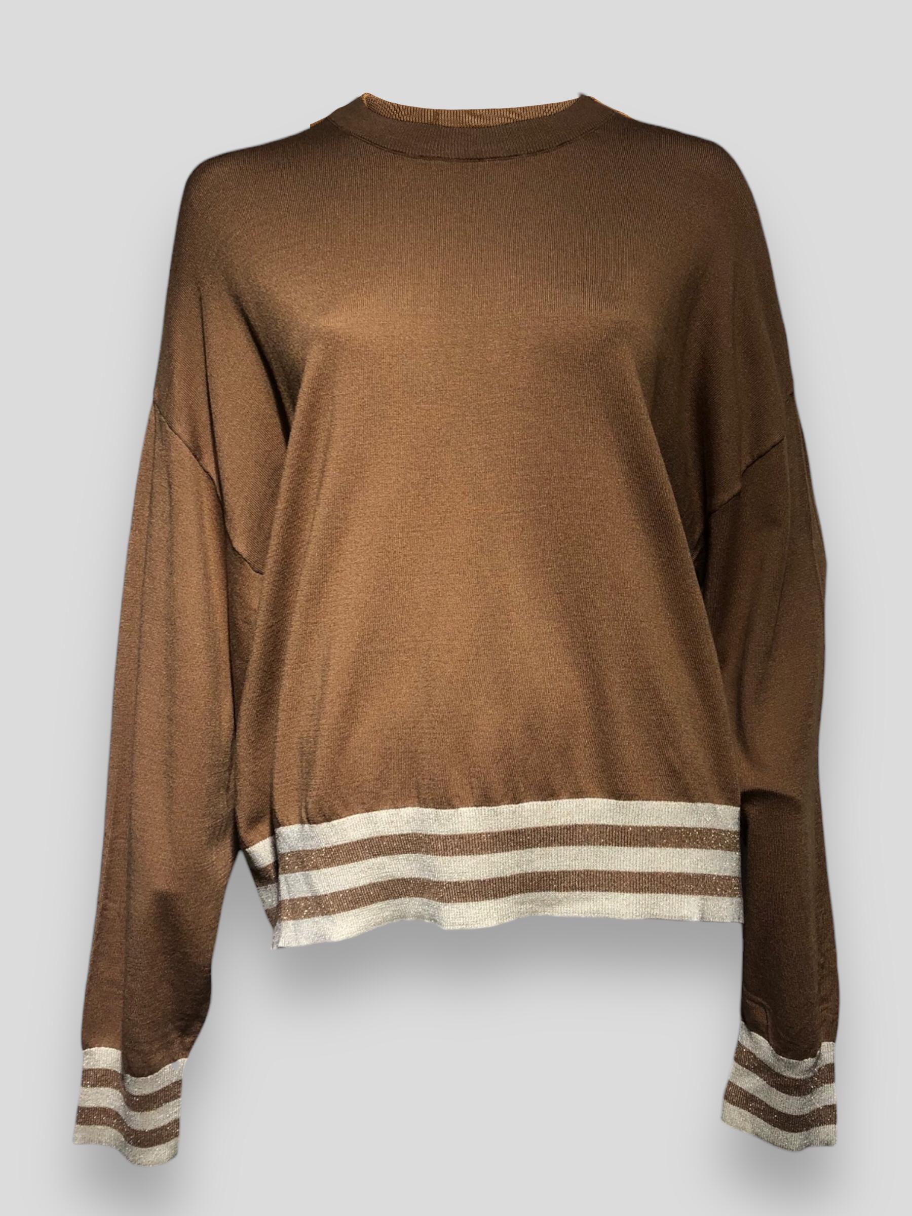 Jersey sudadera tres rayas camel