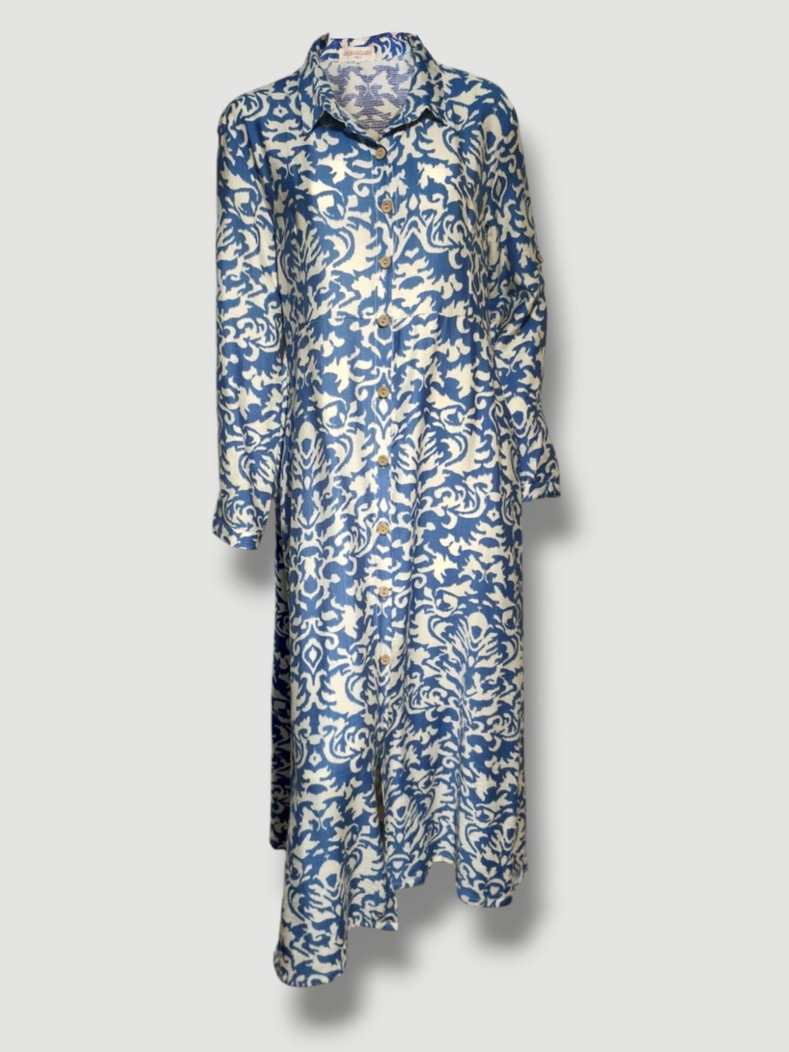 Vestido PAULA camisero midi estampado azul