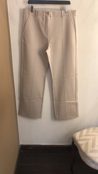 Pantalon ancho nervio delantero beige