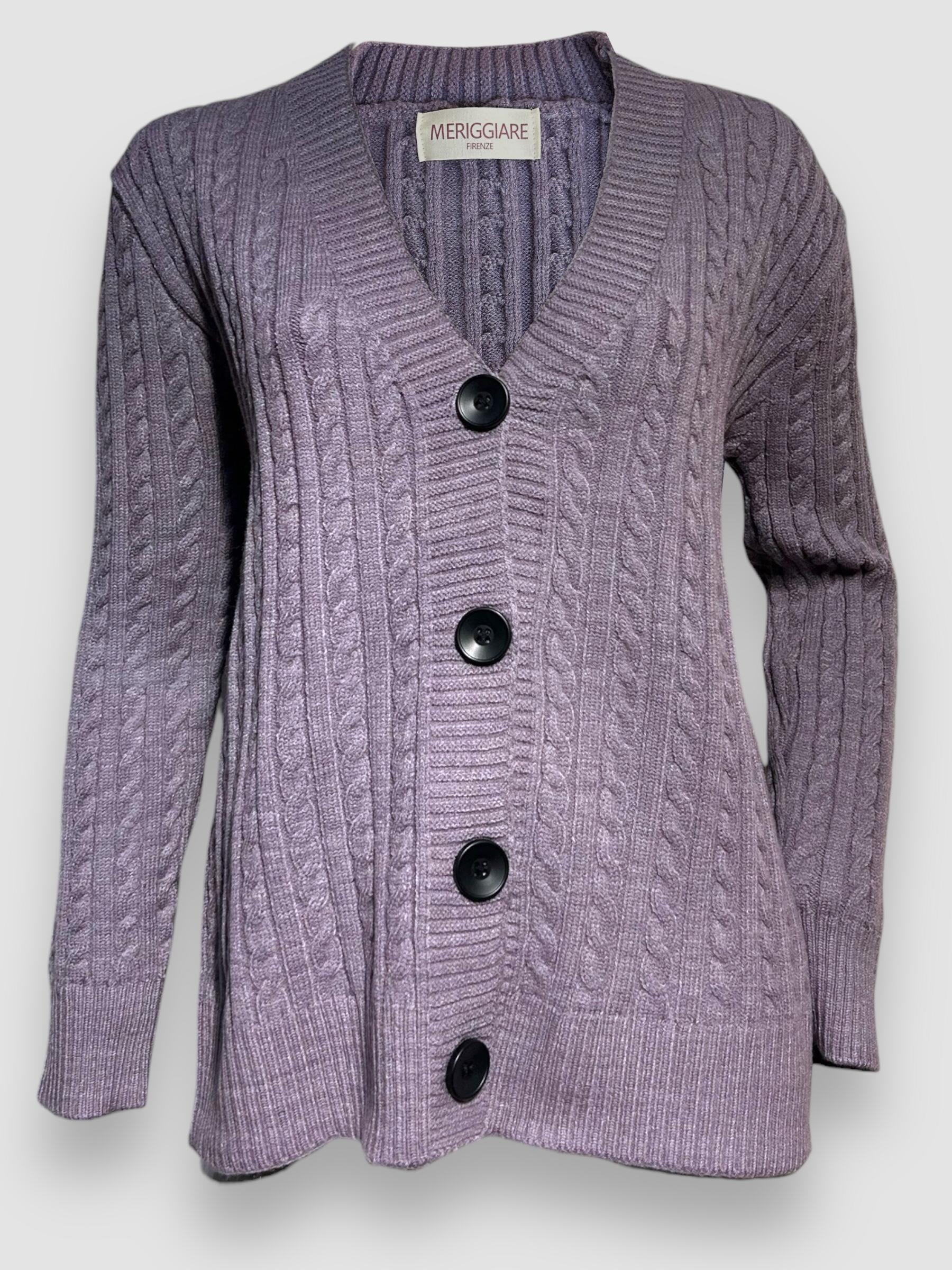 Cardigan  AGNES punto con botone lila
