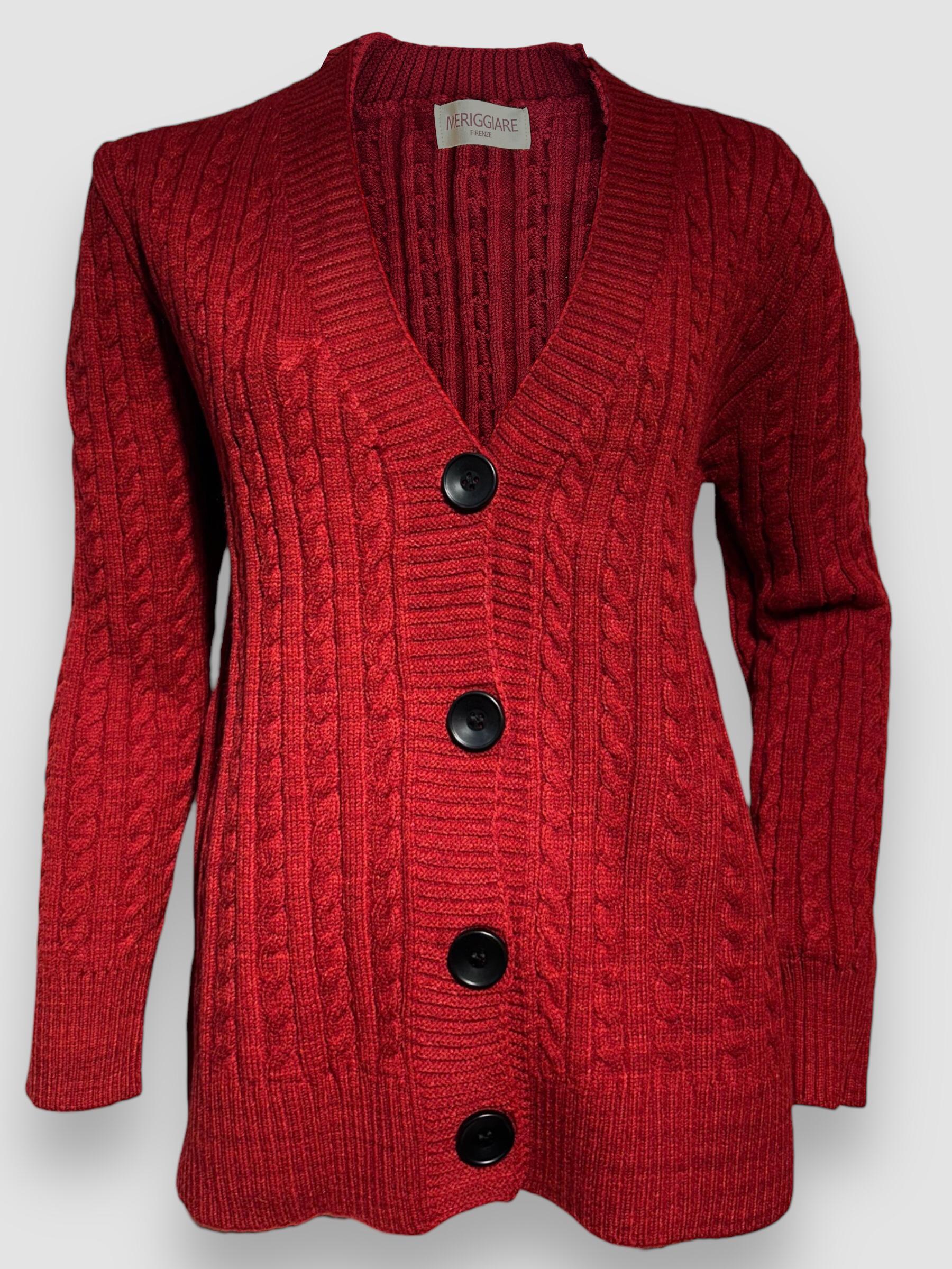 Cardigan  AGNES punto con botone  rojo vino