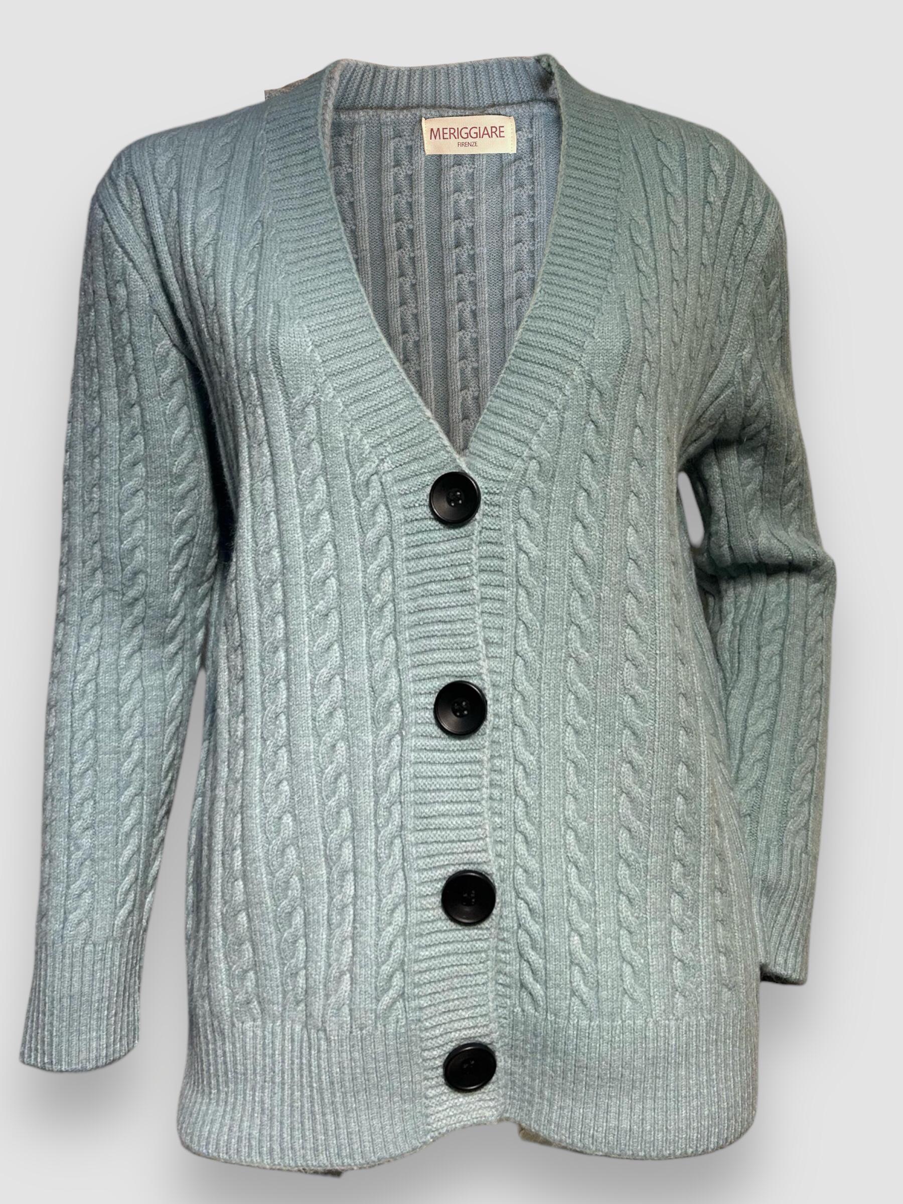 Cardigan  AGNES punto con botone azul
